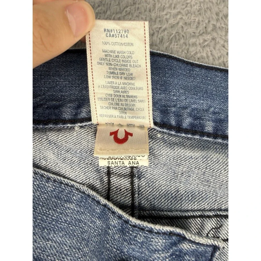 True Religion Ricky Straight Flap Pocket Jeans Mens 40x29 Blue Wash Denim Y2K